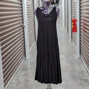 Loft XS‎ Sheer Flowy Black Midi Dress